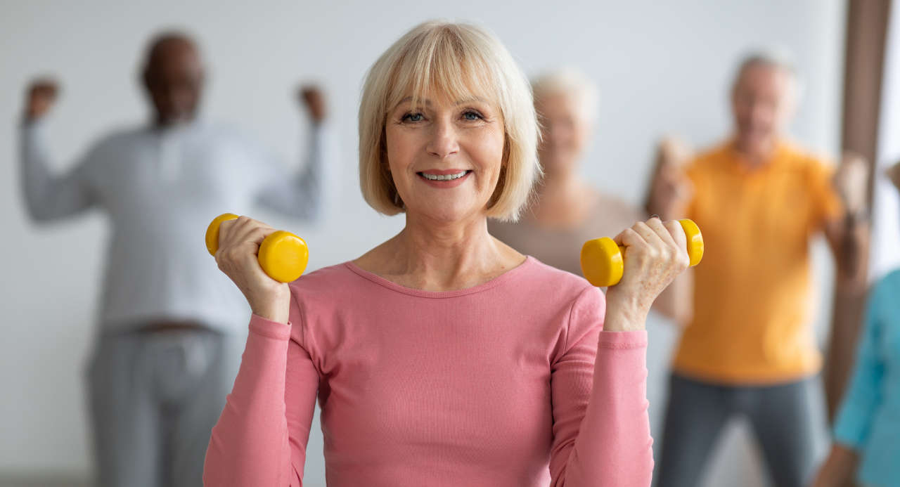 Woman exercising and lifting weights