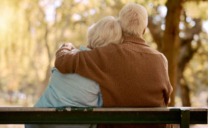 Senior couple on a park bench
