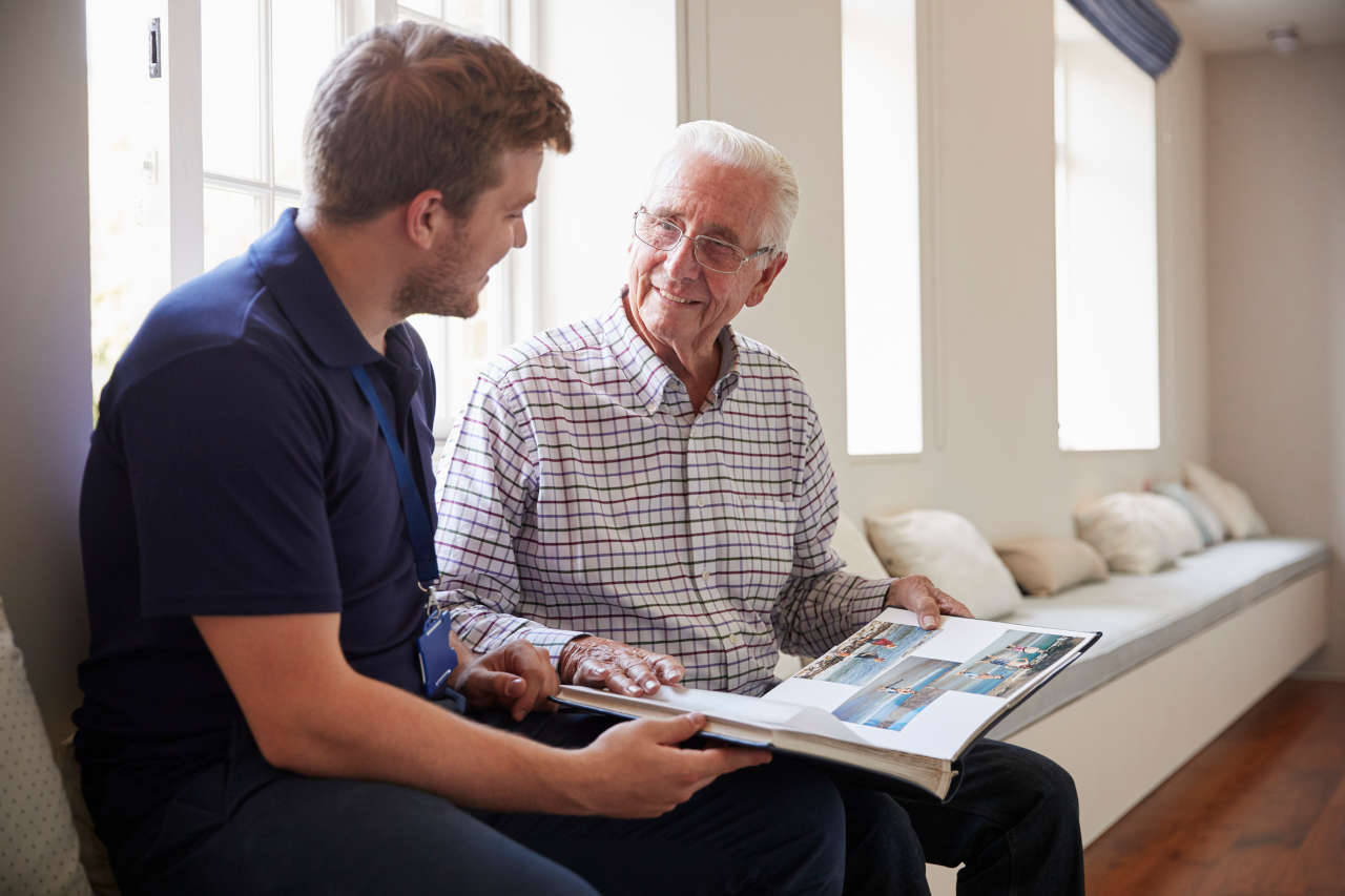 Live-in companion interacting with a senior at home