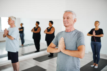 People meditating during training